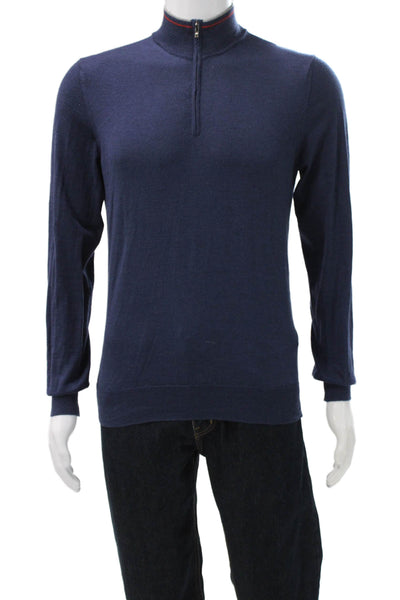 Saks Fifth Avenue Mens Pullover Mock Neck Blue Wool Long Sleeve Size M