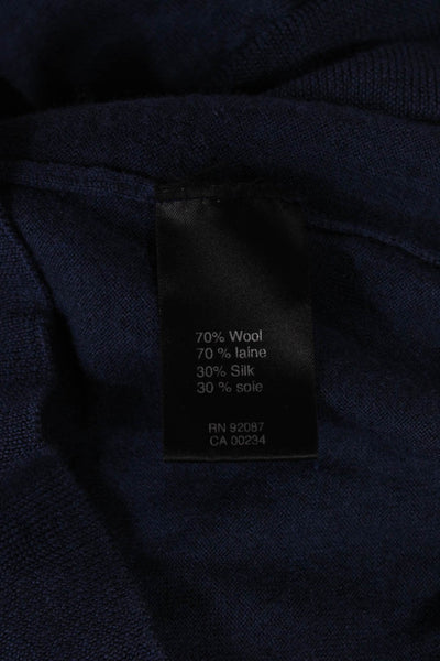 Saks Fifth Avenue Mens Pullover Mock Neck Blue Wool Long Sleeve Size M
