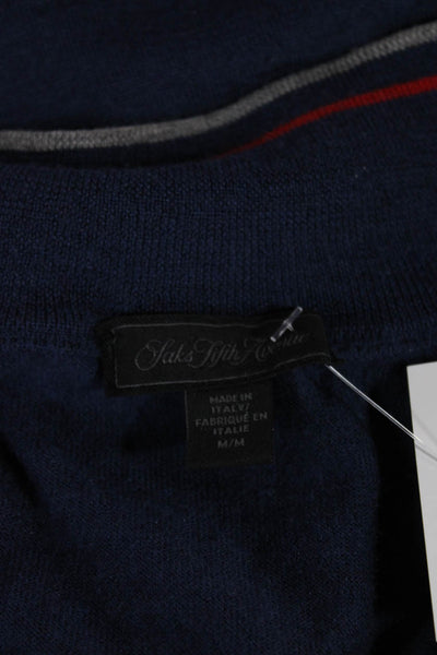 Saks Fifth Avenue Mens Pullover Mock Neck Blue Wool Long Sleeve Size M