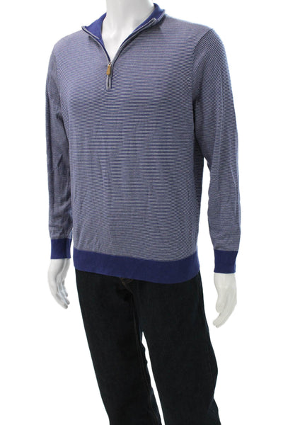 Saks Fifth Avenue Mens Pullover Sweater Striped Blue Longsleeve Size M