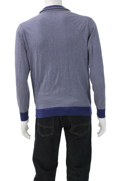 Saks Fifth Avenue Mens Pullover Sweater Striped Blue Longsleeve Size M