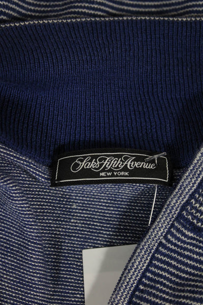 Saks Fifth Avenue Mens Pullover Sweater Striped Blue Longsleeve Size M