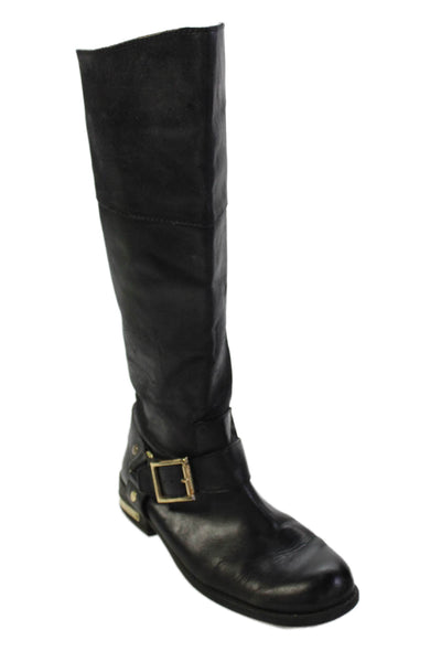Vince Camuto Women's Zip Closure Buckle Leather Knee High Boots Black Size 8