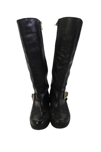 Vince Camuto Women's Zip Closure Buckle Leather Knee High Boots Black Size 8