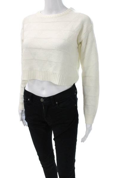 MINKPINK Women Sweater White Geometric Crewneck Long Sleeve Size S