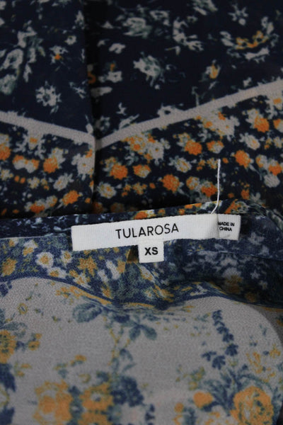 Tularosa Women Floral Mini Dress Long Sleeve Drawstring Multicolor Size XS