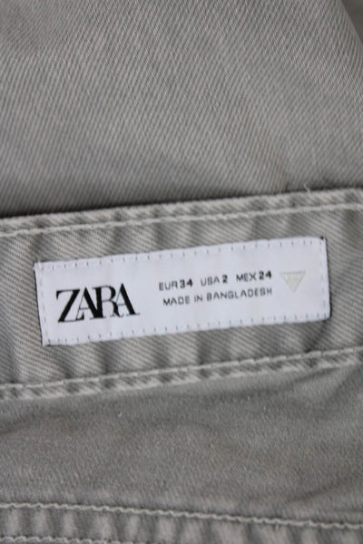 Zara Women Cargo Pants High Rise Beige Cotton Inseam 30 Size 2