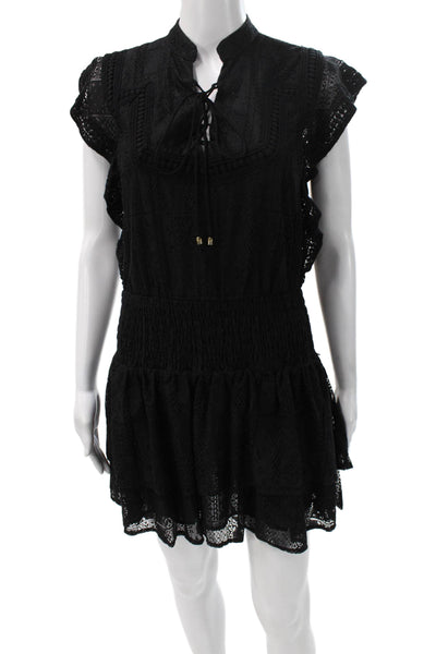 Moon River Womens Black Mini Collared Short Sleeve Dress Size XS