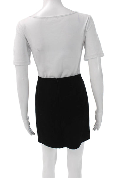 Hotel Particulier Women Mini Skirt Black Wool Blend Geometric Zip Size M