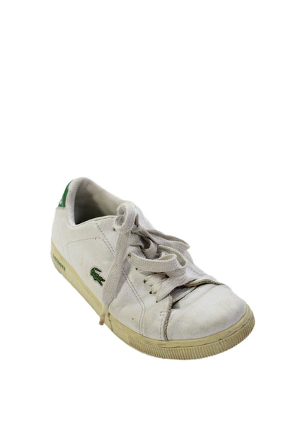 Lacoste Womens Leather Lace Up Casual Sneakers White Size 7