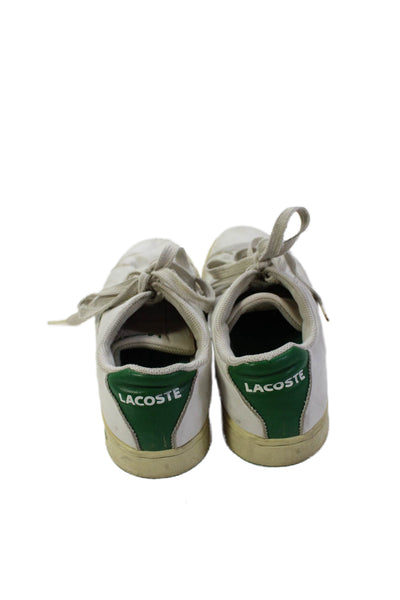 Lacoste Womens Leather Lace Up Casual Sneakers White Size 7