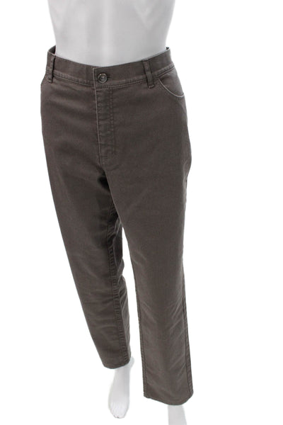 Lafayette 148 New York Womens Gray Dress Pants Button Cotton Blend Size M