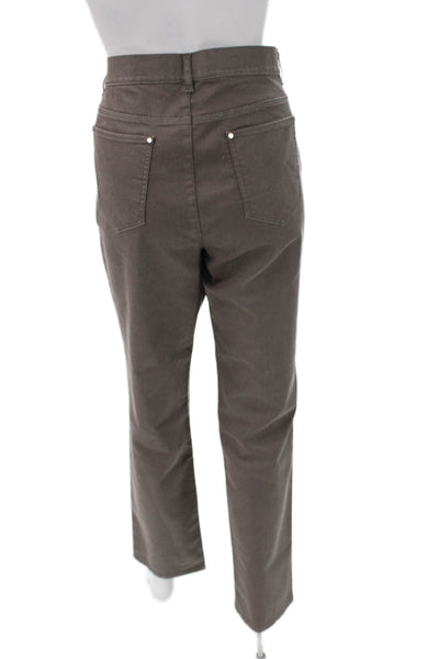 Lafayette 148 New York Womens Gray Dress Pants Button Cotton Blend Size M