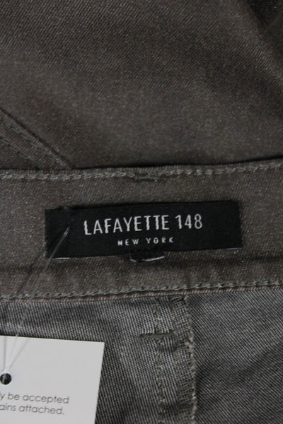 Lafayette 148 New York Womens Gray Dress Pants Button Cotton Blend Size M