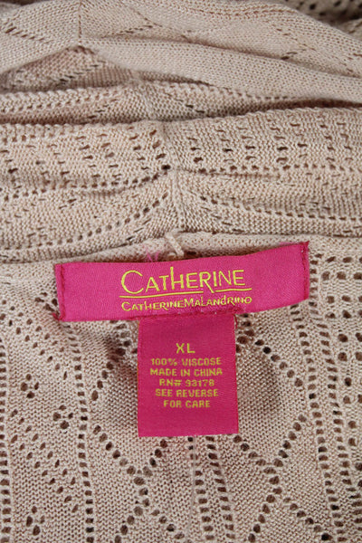 Catherine Catherine Malandrino Women Cardigan Beige Argyle Size XL