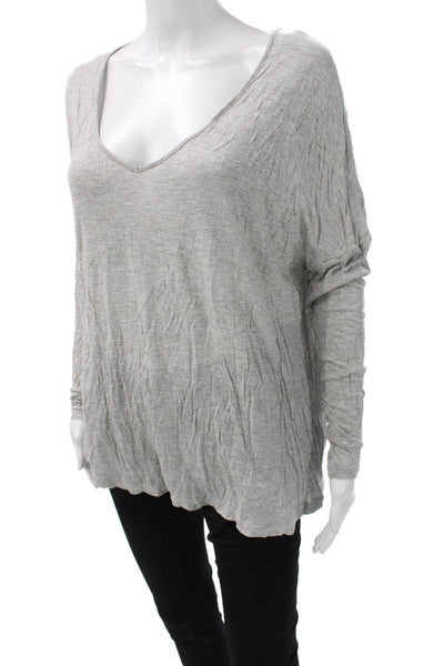 Haute Hippie Womens Basic Gray V-Neck Modal Long Sleeve T-Shirt Size XS