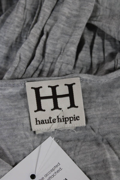 Haute Hippie Womens Basic Gray V-Neck Modal Long Sleeve T-Shirt Size XS