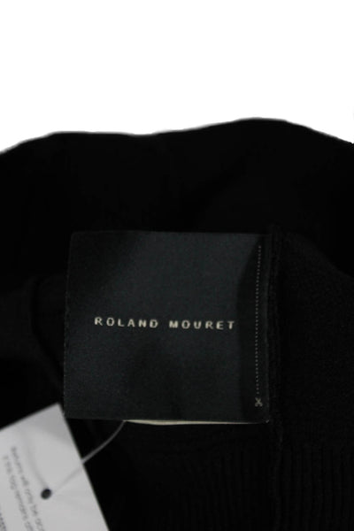 Roland Mouret Womens Cropped Off Shoulder Black Blouse Short Sleeve Size XS