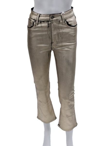 Frame Womens Bootcut Jeans Gold High Rise Cotton Blend Button Closure Size 26