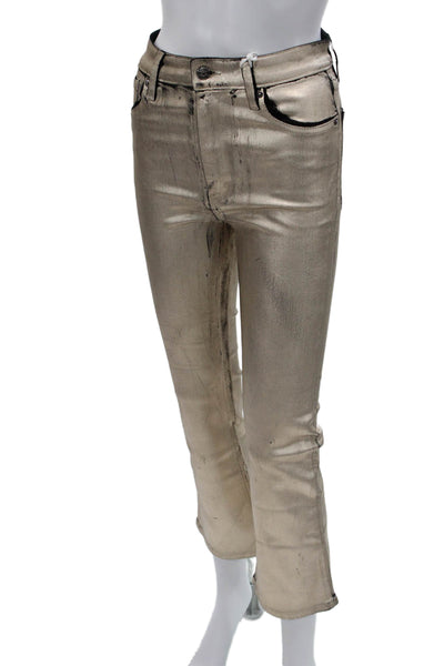 Frame Womens Bootcut Jeans Gold High Rise Cotton Blend Button Closure Size 26