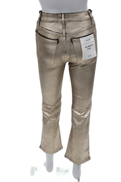 Frame Womens Bootcut Jeans Gold High Rise Cotton Blend Button Closure Size 26