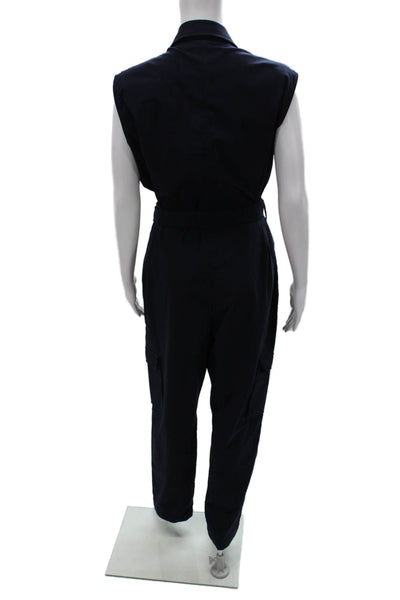Anatomie Womens Collared Sleeveless Blue Jumpsuit Button Size XL