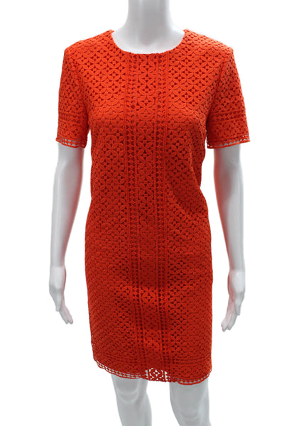 Trina Turk Women Shift Dress Orange Round Neck Short Sleeve Size 4