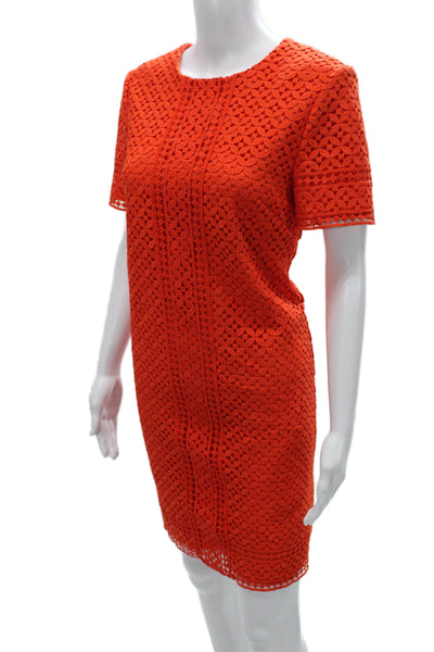Trina Turk Women Shift Dress Orange Round Neck Short Sleeve Size 4