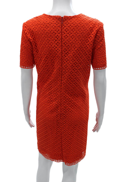 Trina Turk Women Shift Dress Orange Round Neck Short Sleeve Size 4