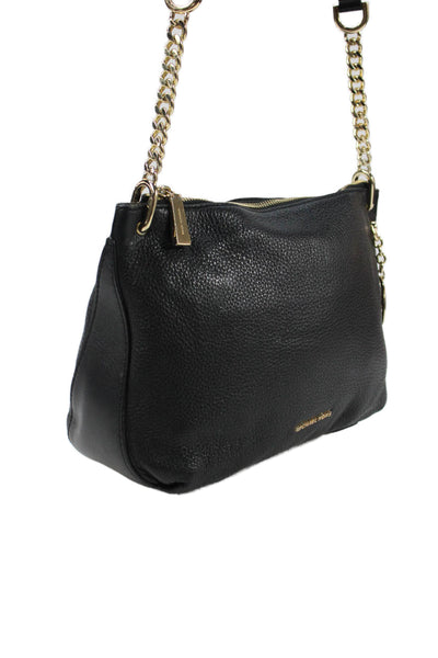 Michael Kors Womens Leather Chain Link Crossbody Shoulder Handbag Black