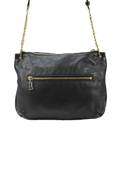 Michael Kors Womens Leather Chain Link Crossbody Shoulder Handbag Black