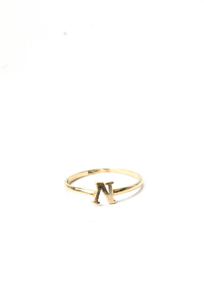 Designer Womens 14K Y Gold Initial N Ring Sz 6 .7g
