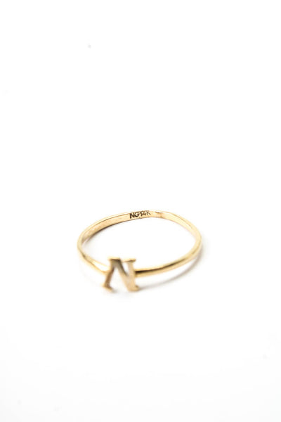 Designer Womens 14K Y Gold Initial N Ring Sz 6 .7g