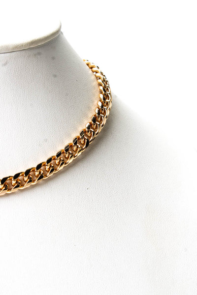 Luv AJ Womens Two-Tone Kate Bezel Stud Necklace 16" NWT