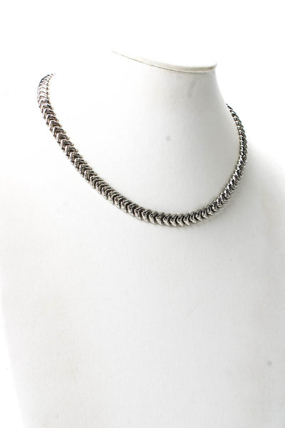 Luv AJ Womens Silver Tone Fiorucci Heart Chain Necklace 18" NWT