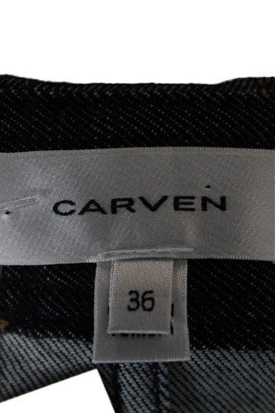 Carven Women A-Line Skirt Blue Cotton Blend Size 36