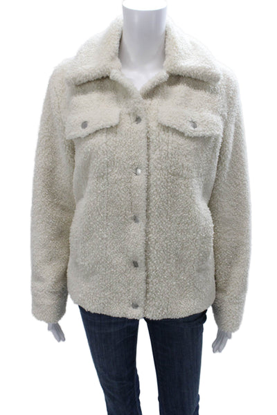 Ecru Women Ivory Sherpa Basic Jacket Snap Closure Size S