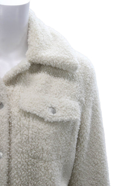 Ecru Women Ivory Sherpa Basic Jacket Snap Closure Size S