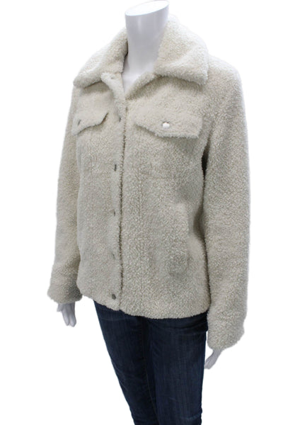 Ecru Women Ivory Sherpa Basic Jacket Snap Closure Size S
