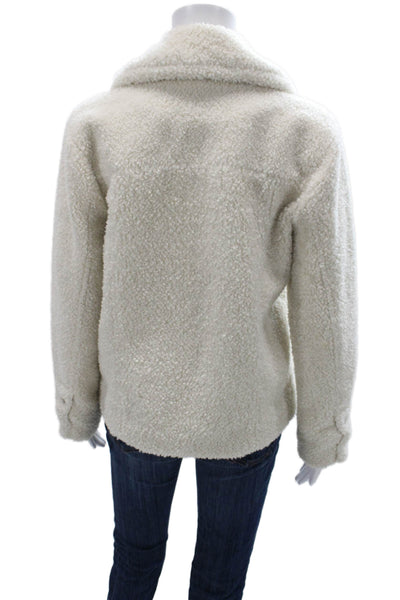 Ecru Women Ivory Sherpa Basic Jacket Snap Closure Size S