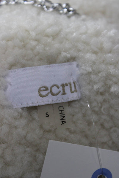 Ecru Women Ivory Sherpa Basic Jacket Snap Closure Size S