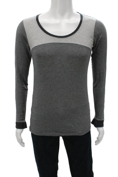 Vince Mens T-Shirt Long Sleeve Gray Colorblock Round Neck Poly Blend Size L