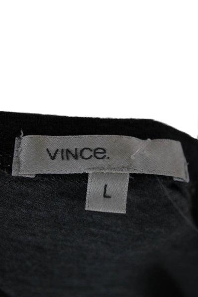 Vince Mens T-Shirt Long Sleeve Gray Colorblock Round Neck Poly Blend Size L