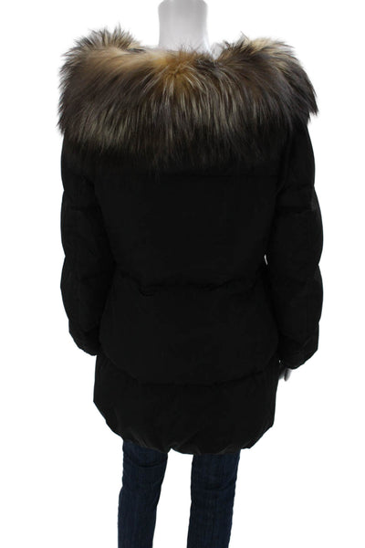 Prada Women Puffer Jacket Black Polyester Snap Long Sleeve Size 46