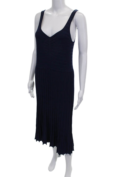 Chelsea 28 Women Sweater Dress Blue V-Neck Sleeveless Mid-Calf Size M