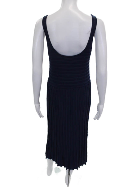 Chelsea 28 Women Sweater Dress Blue V-Neck Sleeveless Mid-Calf Size M