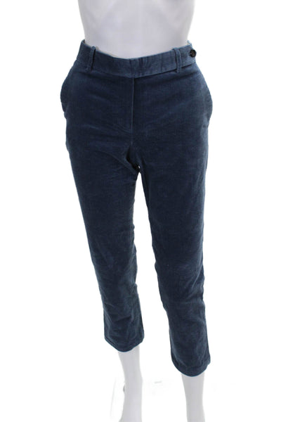 Theory Womens Cropped Blue Cotton Stretch Pants Size 4
