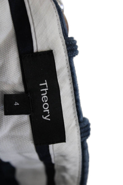 Theory Womens Cropped Blue Cotton Stretch Pants Size 4