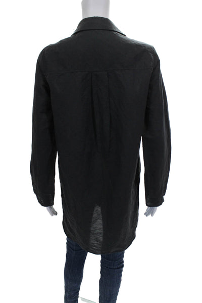COS Women Tunic Button-Up Long Sleeve Collared Cotton Black Size XS