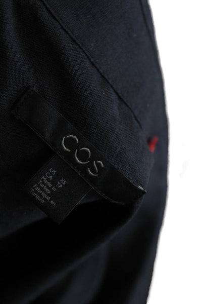 COS Women Tunic Button-Up Long Sleeve Collared Cotton Black Size XS